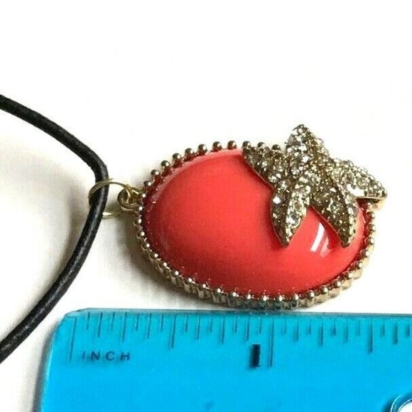 Coral Starfish Necklace Gold Plated Pendant Cabachon Peach 24" Leather Chain - Picture 8 of 11